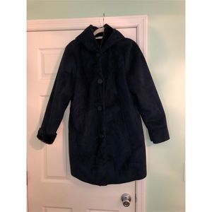 Denim & Co Navy Faux Suede Parka
